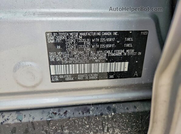 2T3H1RFV3RC260250 2024 TOYOTA RAV4 Silver VIN կոդի պիտակի տեսք