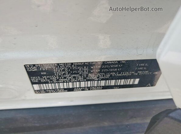 2T3H1RFV4LW067949 2020 TOYOTA RAV4 White Widok wnętrza 360 stopni