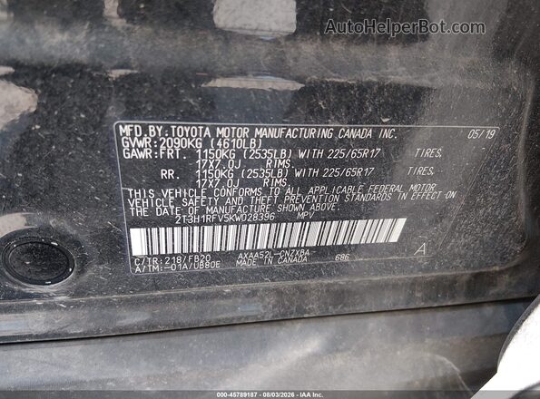 2T3H1RFV5KW028396 2019 TOYOTA RAV4 Black Widok komory silnika