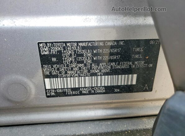 2T3H1RFV5MC146310 2021 TOYOTA RAV4 Silver Engine compartment view
