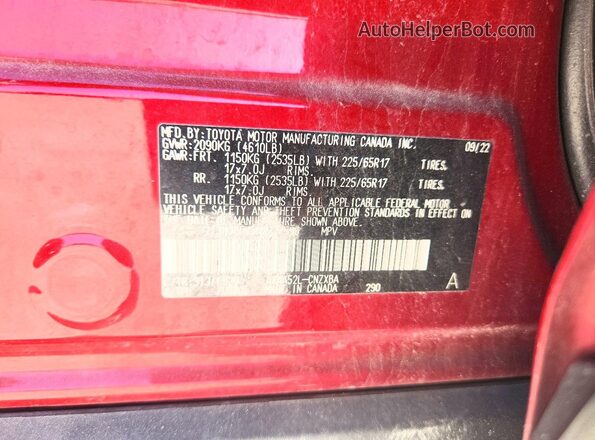 2T3H1RFV5NW227596 2022 TOYOTA RAV4 Red Vista del compartimento del motor
