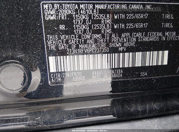 2T3H1RFV6PC237350 2023 TOYOTA RAV4 Black Widok komory silnika