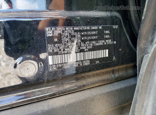 2T3H1RFV7PW240627 2023 TOYOTA RAV4 Black VIN sticker view