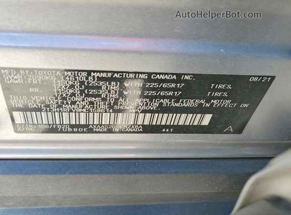 2T3H1RFV8MC158614 2021 TOYOTA RAV4 Silver ძრავის განყოფილების ხედი
