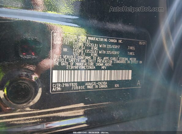 2T3H1RFV9MC139604 2021 TOYOTA RAV4 Черный Вид подкапотного пространства