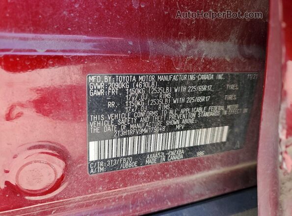 2T3H1RFV9MW179048 2021 TOYOTA RAV4 Maroon Widok komory silnika