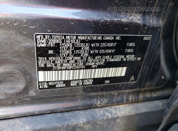 2T3H1RFV9PC240145 2023 TOYOTA RAV4 Black 360 interior view
