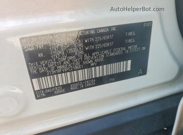 2T3H1RFVXPC219661 2023 TOYOTA RAV4 White 360 interior view