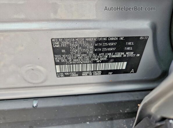 2T3H1RFVXPW268681 2023 TOYOTA RAV4 Silver Widok naklejki z numerem VIN
