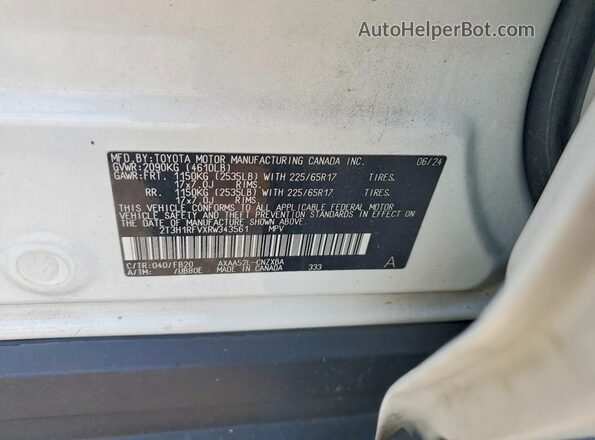 2T3H1RFVXRW343561 2024 TOYOTA RAV4 White Շարժիչի բաժամունքի տեսք