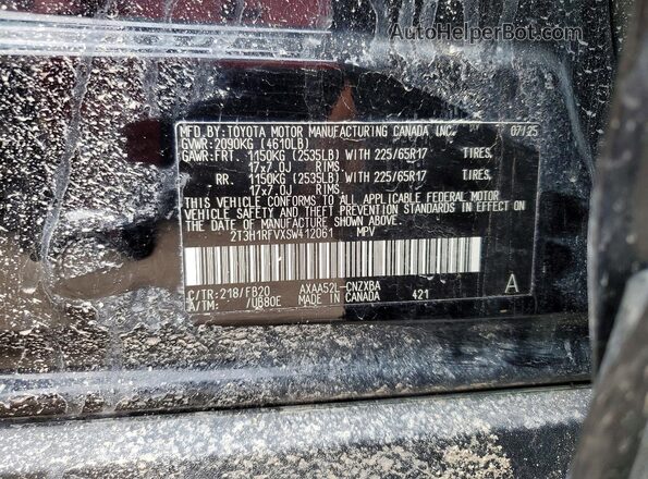 2T3H1RFVXSW412061 2025 TOYOTA RAV4 Black Widok wnętrza 360 stopni