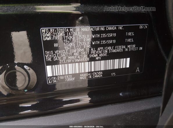 2T3J1RFV1RW469308 2024 TOYOTA RAV4 Black Вид підкапотного простору
