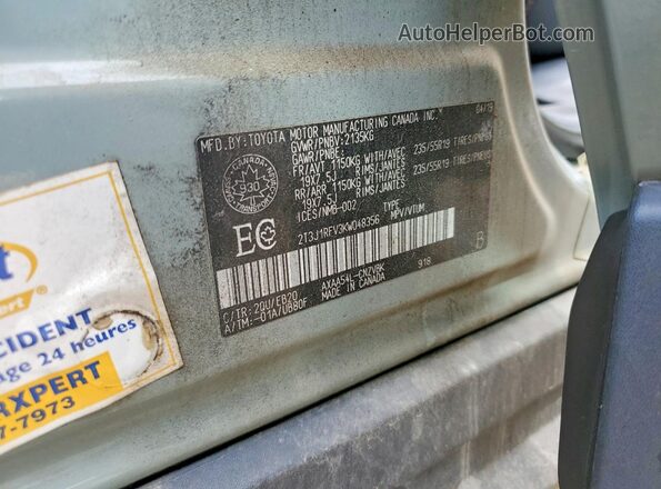 2T3J1RFV3KW048356 2019 TOYOTA RAV4 Blue Vista de la etiqueta del VIN