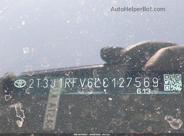 2T3J1RFV6LC127569 2020 TOYOTA RAV4 Green Շարժիչի բաժամունքի տեսք