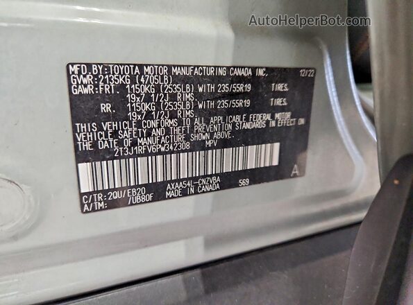 2T3J1RFV6PW342308 2023 TOYOTA RAV4 Green Панорамний вид салону 360°