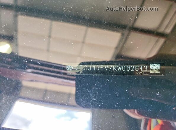 2T3J1RFV7KW002643 2019 TOYOTA RAV4 Бордовый Вид наклейки с VIN-кодом