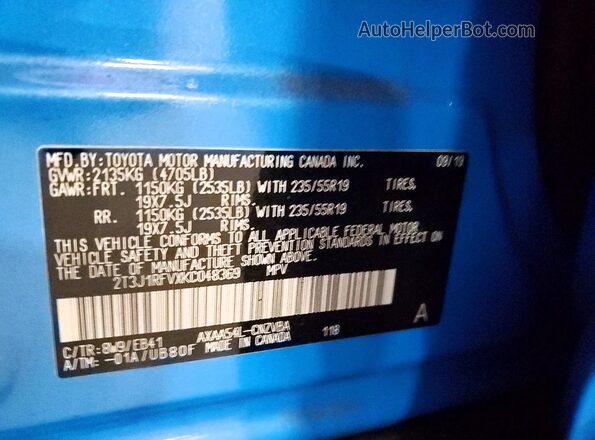 2T3J1RFVXKC048369 2019 TOYOTA RAV4 Blue 