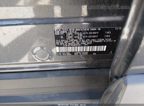 2T3K1RFV4KW005729 2019 TOYOTA RAV4 Серый Вид подкапотного пространства