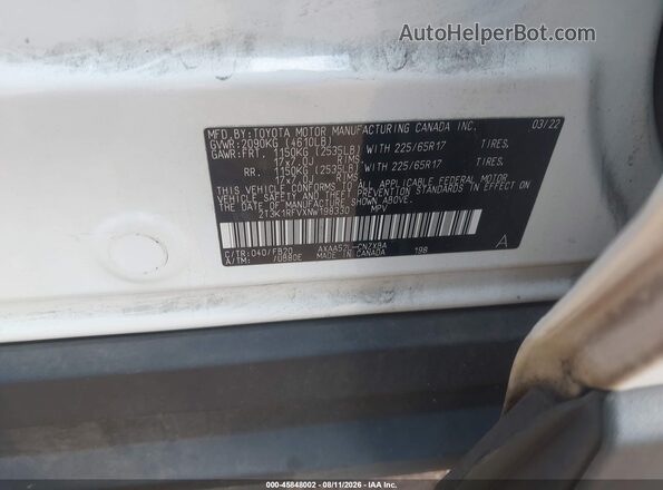 2T3K1RFVXNW198330 2022 TOYOTA RAV4 White Widok komory silnika
