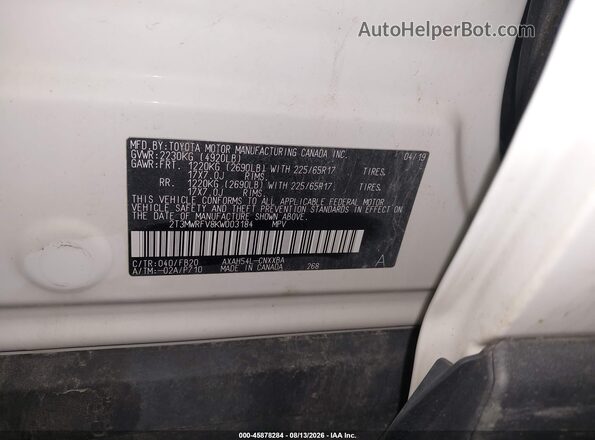 2T3MWRFV8KW003184 2019 TOYOTA RAV4 HYBRID White Vista del compartimento del motor