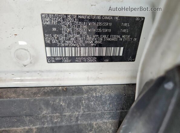 2T3N1RFV0RW467616 2024 TOYOTA RAV4 White Widok naklejki z numerem VIN