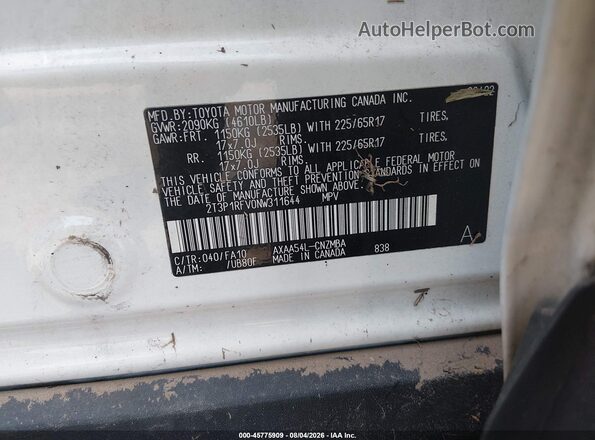 2T3P1RFV0NW311644 2022 TOYOTA RAV4 White Widok komory silnika