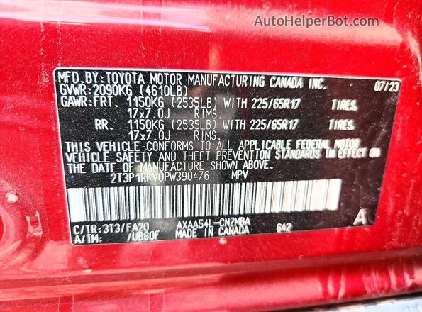 2T3P1RFV0PW390476 2023 TOYOTA RAV4 Maroon Vista interior de 360 grados