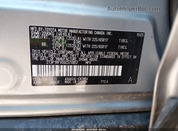 2T3P1RFV0SC570857 2025 TOYOTA RAV4 Silver Vista del compartimento del motor
