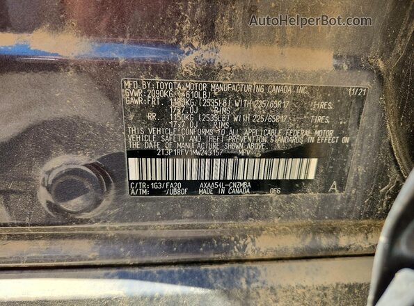2T3P1RFV1MW243157 2021 TOYOTA RAV4 Gray 360 interior view