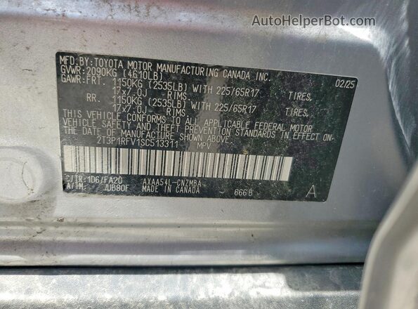 2T3P1RFV1SC513311 2025 TOYOTA RAV4 Silver VIN կոդի պիտակի տեսք