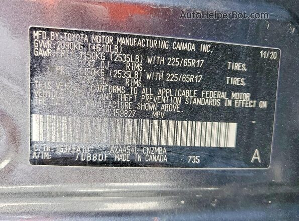 2T3P1RFV3MC159827 2021 TOYOTA RAV4 Gray VIN sticker view