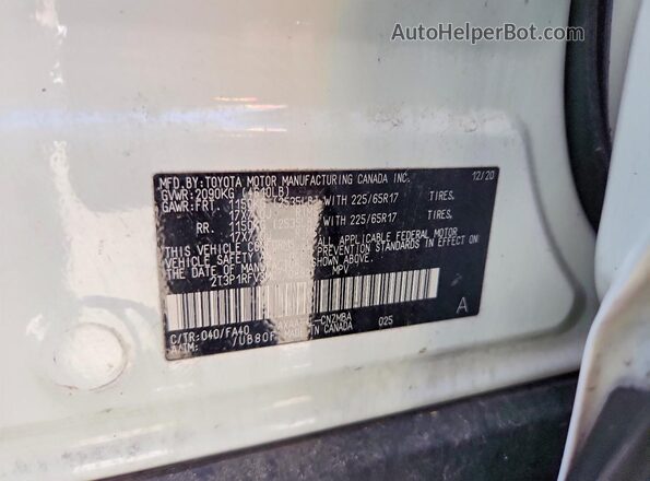 2T3P1RFV3MC170892 2021 TOYOTA RAV4 White VIN կոդի պիտակի տեսք
