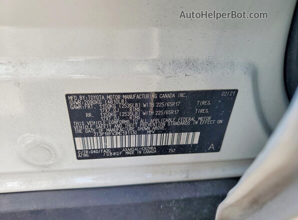 2T3P1RFV3MC191130 2021 TOYOTA RAV4 White Vista de la etiqueta del VIN