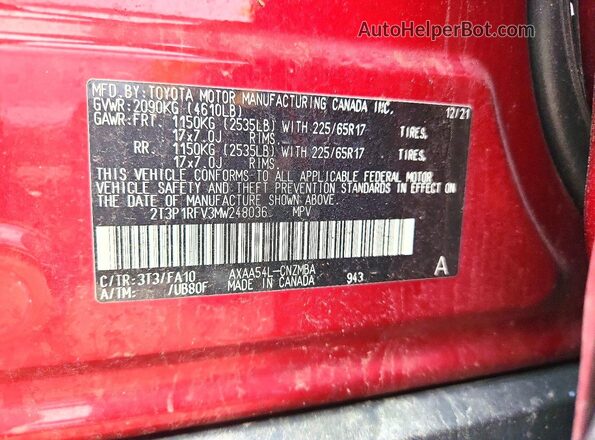 2T3P1RFV3MW248036 2021 TOYOTA RAV4 Бордовый Вид подкапотного пространства