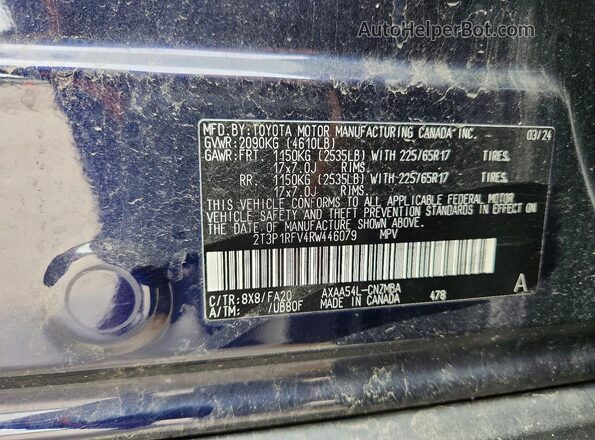 2T3P1RFV4RW446079 2024 TOYOTA RAV4 Blue VIN sticker view