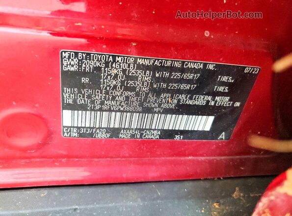 2T3P1RFV6PW388098 2023 TOYOTA RAV4 Red VIN sticker view