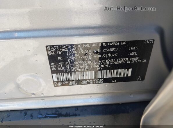2T3P1RFV7MW179707 2021 TOYOTA RAV4 Серебряный Вид подкапотного пространства
