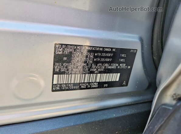 2T3P1RFV8LC094021 2020 TOYOTA RAV4 Silver Вид наклейки з VIN-кодом