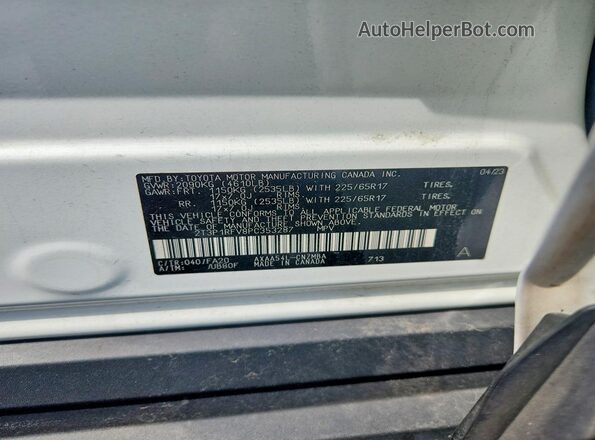 2T3P1RFV8PC353287 2023 TOYOTA RAV4 White VIN კოდის სტიკერის ხედი
