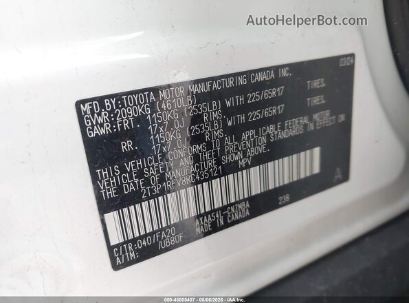 2T3P1RFV8RC435121 2024 TOYOTA RAV4 White Вид підкапотного простору