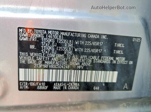 2T3P1RFV8SC504248 2025 TOYOTA RAV4 Silver Widok komory silnika