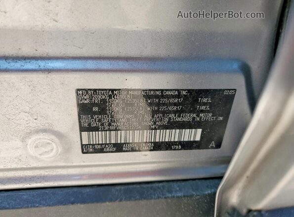 2T3P1RFV8SC512754 2025 TOYOTA RAV4 Silver Widok naklejki z numerem VIN