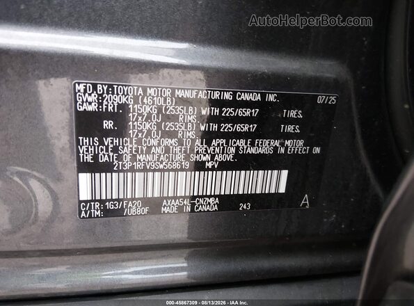 2T3P1RFV9SW568619 2025 TOYOTA RAV4 Gray Engine compartment view