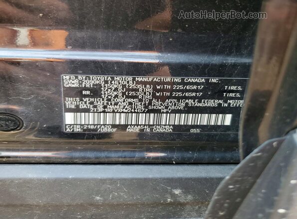 2T3P1RFVXMW244677 2021 TOYOTA RAV4 Черный Вид наклейки с VIN-кодом