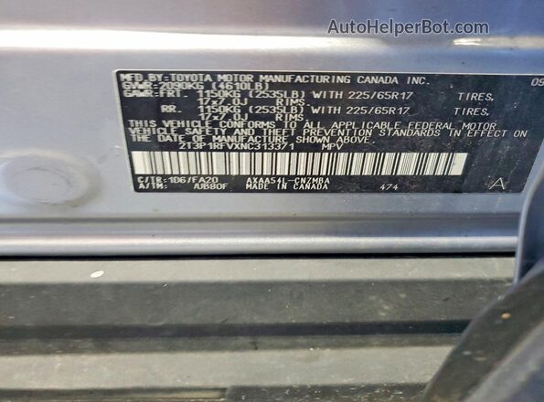 2T3P1RFVXNC313371 2022 TOYOTA RAV4 Silver Սալոնի 360 աստիճան տեսք