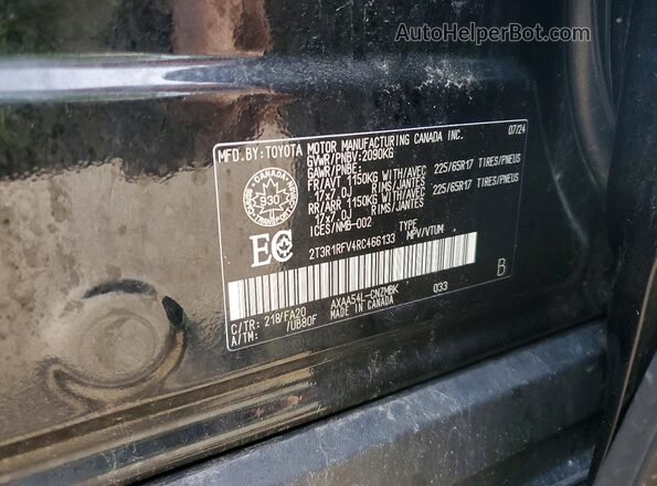 2T3R1RFV4RC466133 2024 TOYOTA RAV4 Black Widok naklejki z numerem VIN