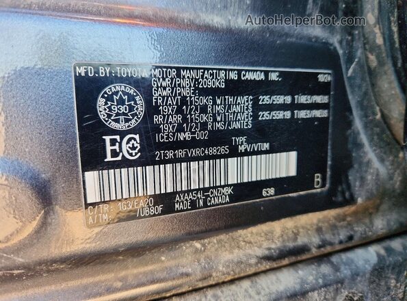 2T3R1RFVXRC488265 2024 TOYOTA RAV4 Gray Սալոնի 360 աստիճան տեսք