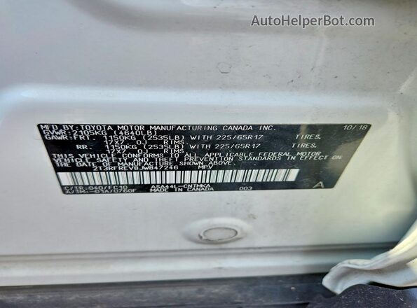 2T3RFREV8JW847246 2018 TOYOTA RAV4 White სალონის 360-გრადუსიანი ხედი