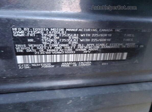 2T3S1RFV6NW310993 2022 TOYOTA RAV4 Charcoal VIN sticker view