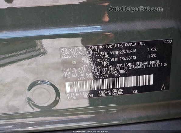 2T3S1RFV7RW415029 2024 TOYOTA RAV4 Green ძრავის განყოფილების ხედი